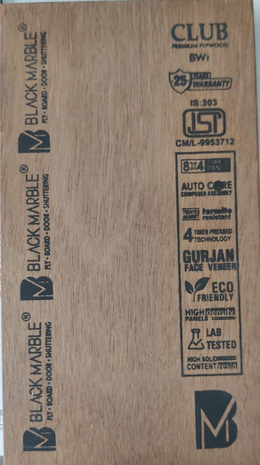 Black Marble Club Plywood - BWP Grade
