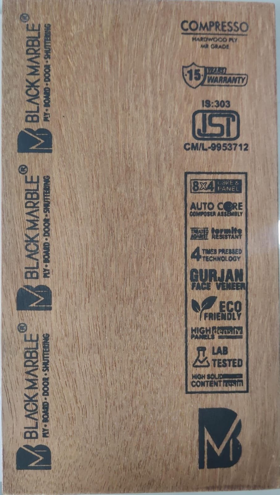 Black Marble Compresso Plywood - MR Grade (Hardwood)