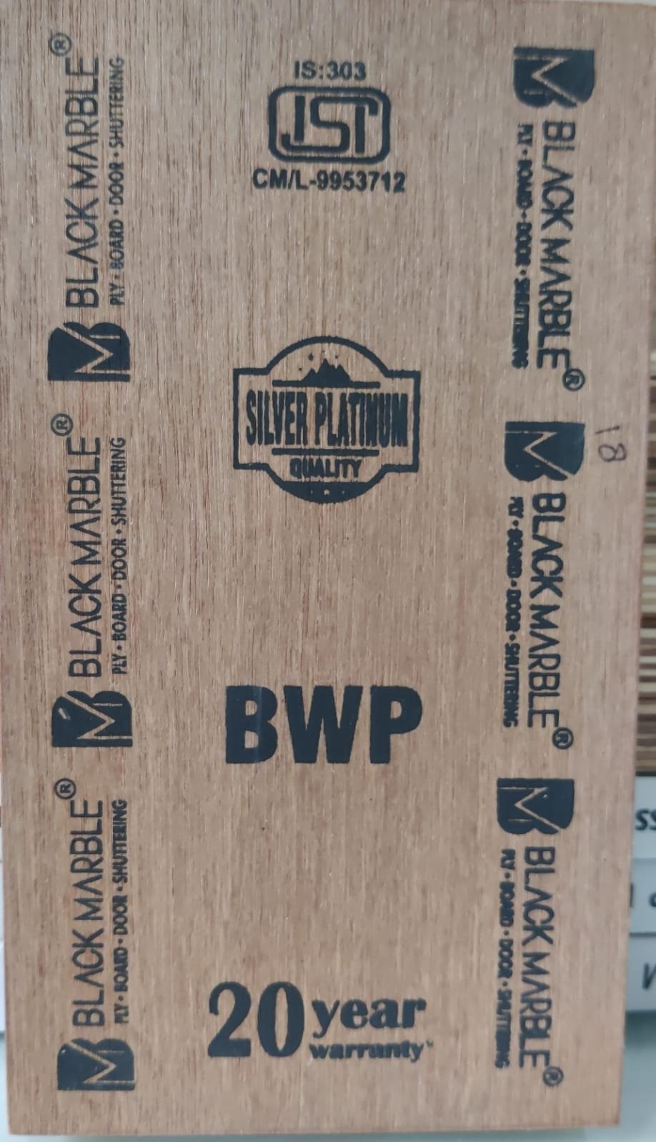 Black Marble Silver Platinum Plywood - BWP Grade